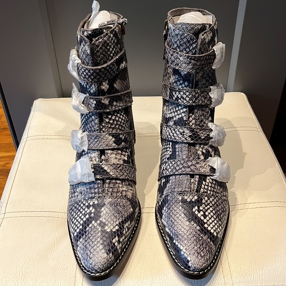 J. Crew NEW Multi-buckle boots in snake-embossed leather 7.5 Retails $298 - Picture 13 of 16